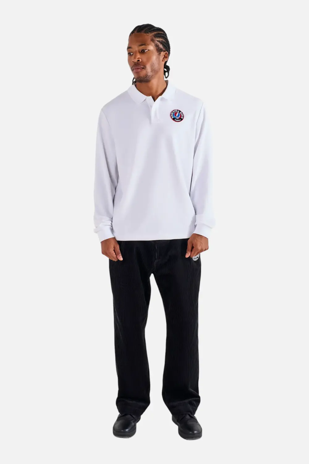 Malbon Golf Men's Grateful Dead Stealie Polo In White 1
