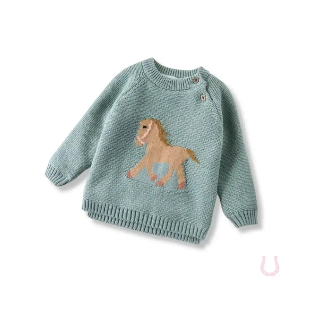 Gwenny Horse Sweater (Seafoam) 1