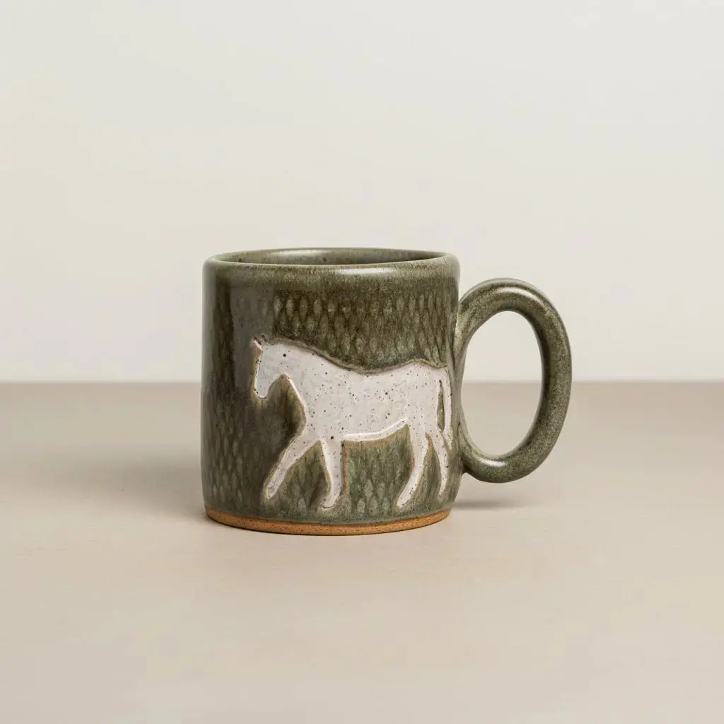 Handmade Horse Mug (Green) 1