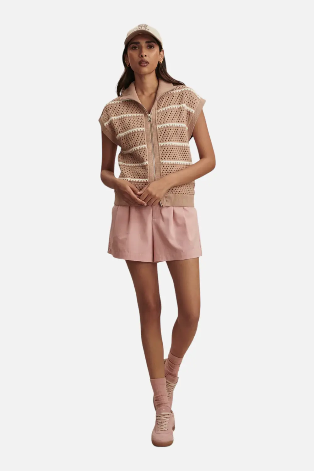 Varley Women's Haney Zip Through Knit In Light Taupe 1