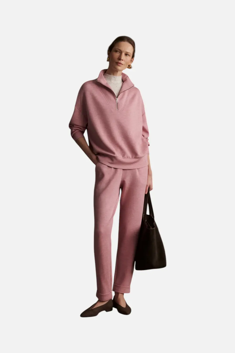 Varley Women's Hawley Half Zip Sweat In Rose Marl 1