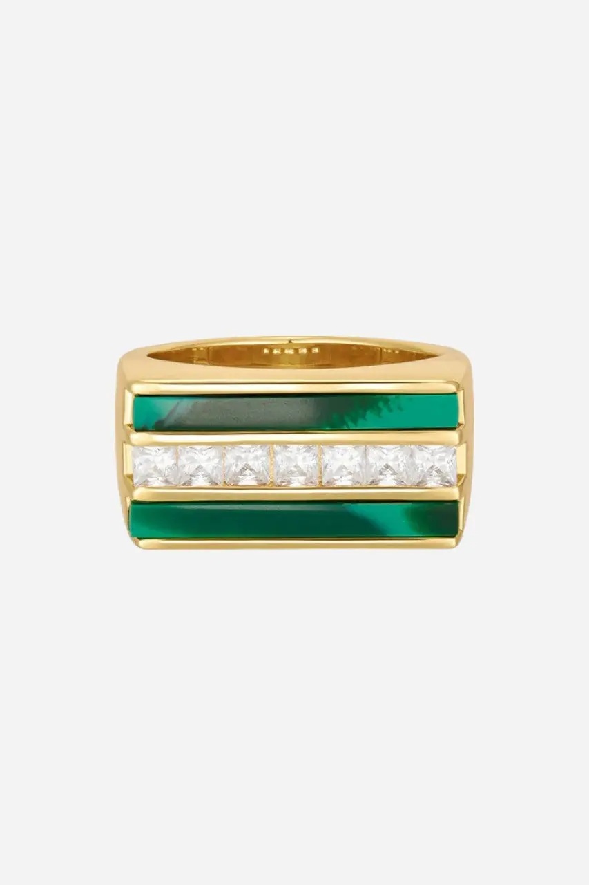 Luv Aj Panini Ring Malachite Gold 7 1