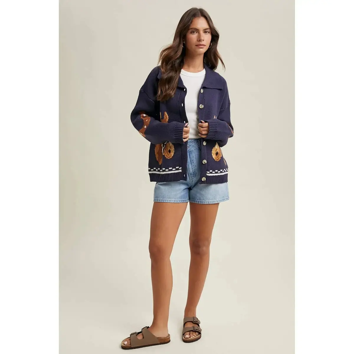 Horse & Horseshoe Button Cardigan (Navy) 3