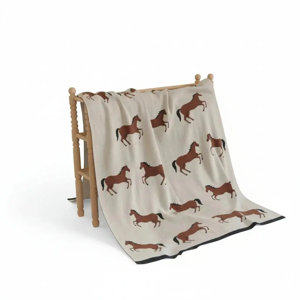 Horse Organic Knit Baby Blanket 1