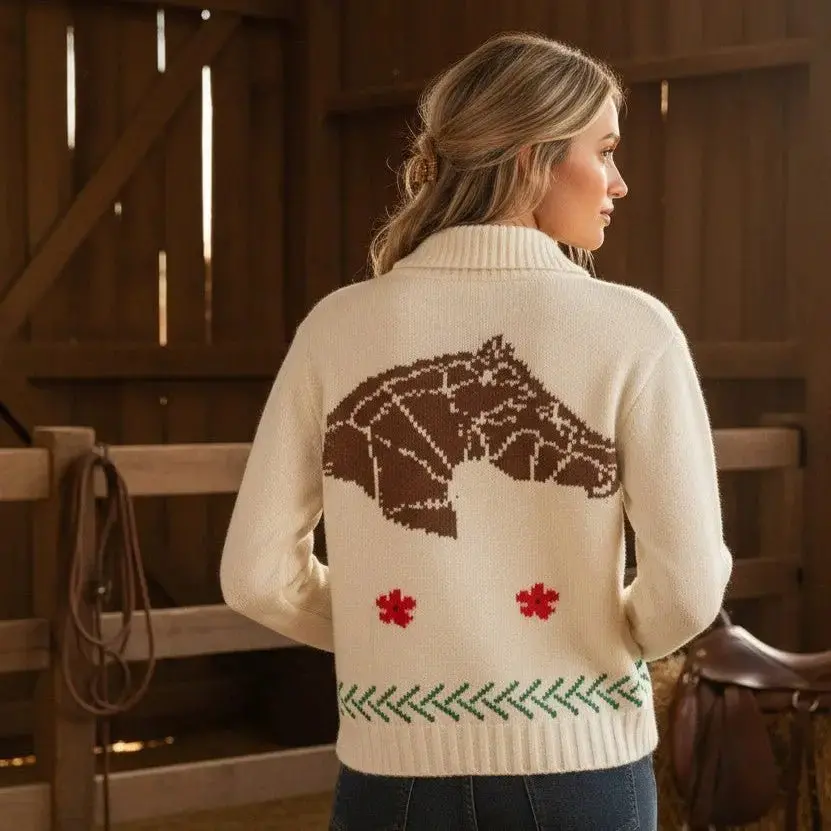 Horse & Poppy Zip Up Cardigan 1