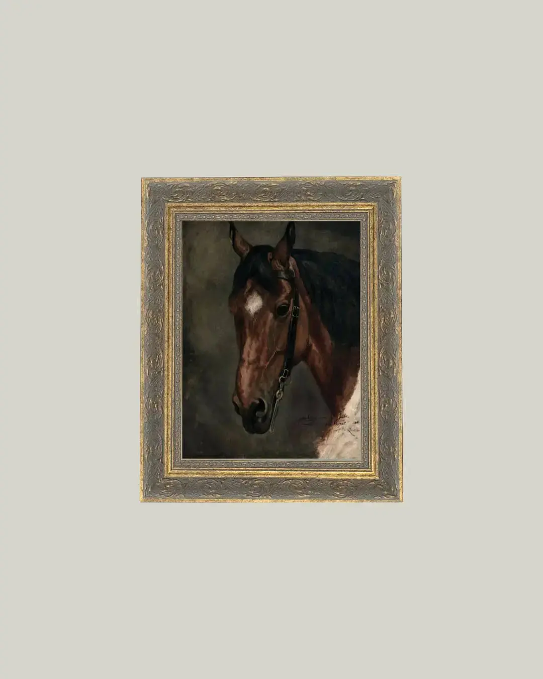 Horse Portrait Framed Antique Art 1