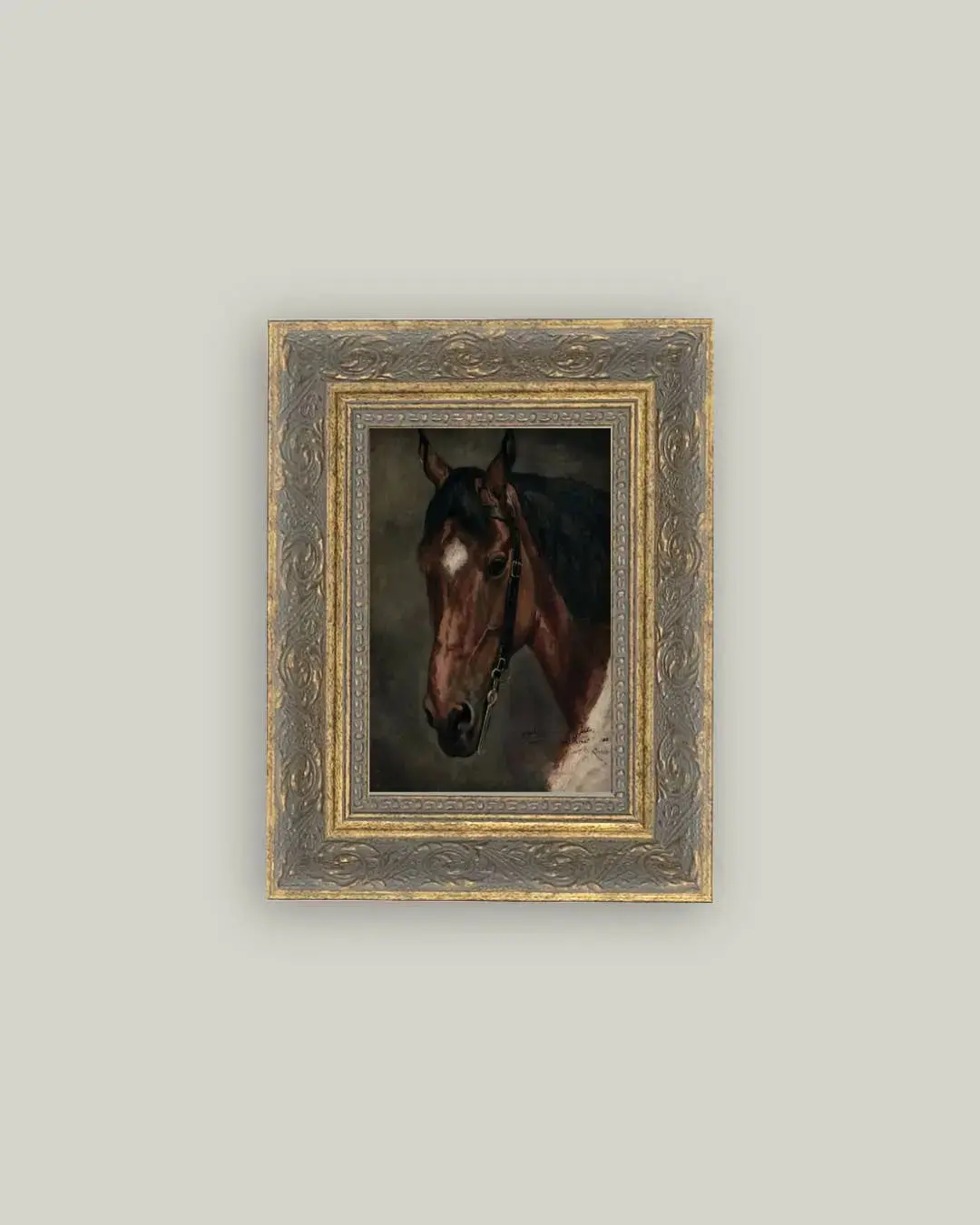 Horse Portrait Framed Antique Art 2