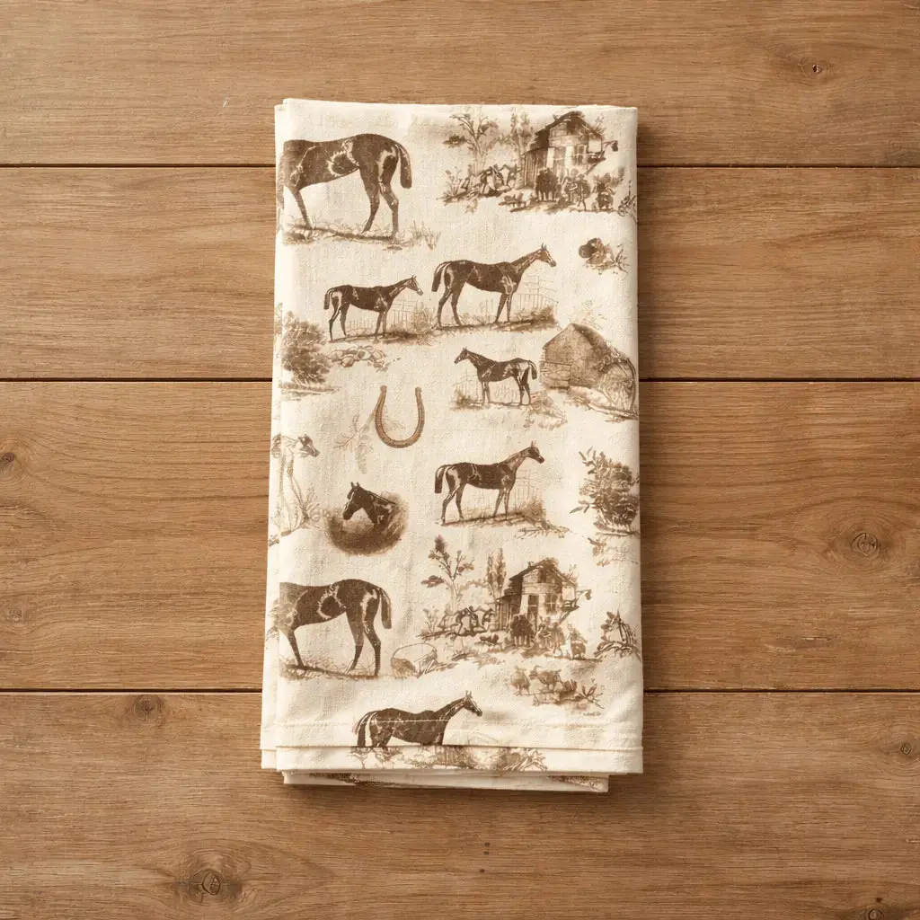 Horse Toile Kitchen Towel 1