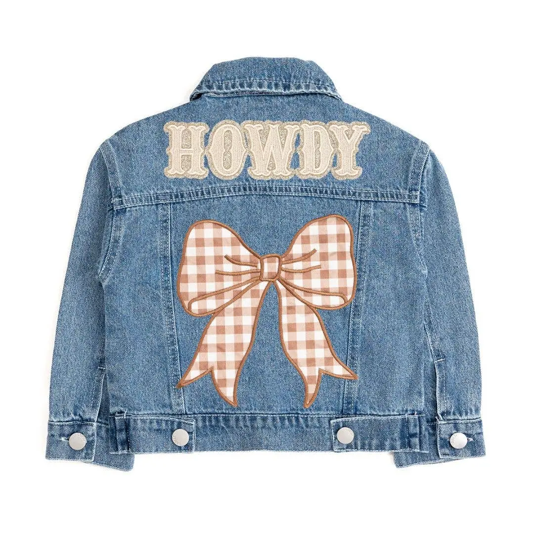 Howdy Denim Jacket With Gingham Bow 1