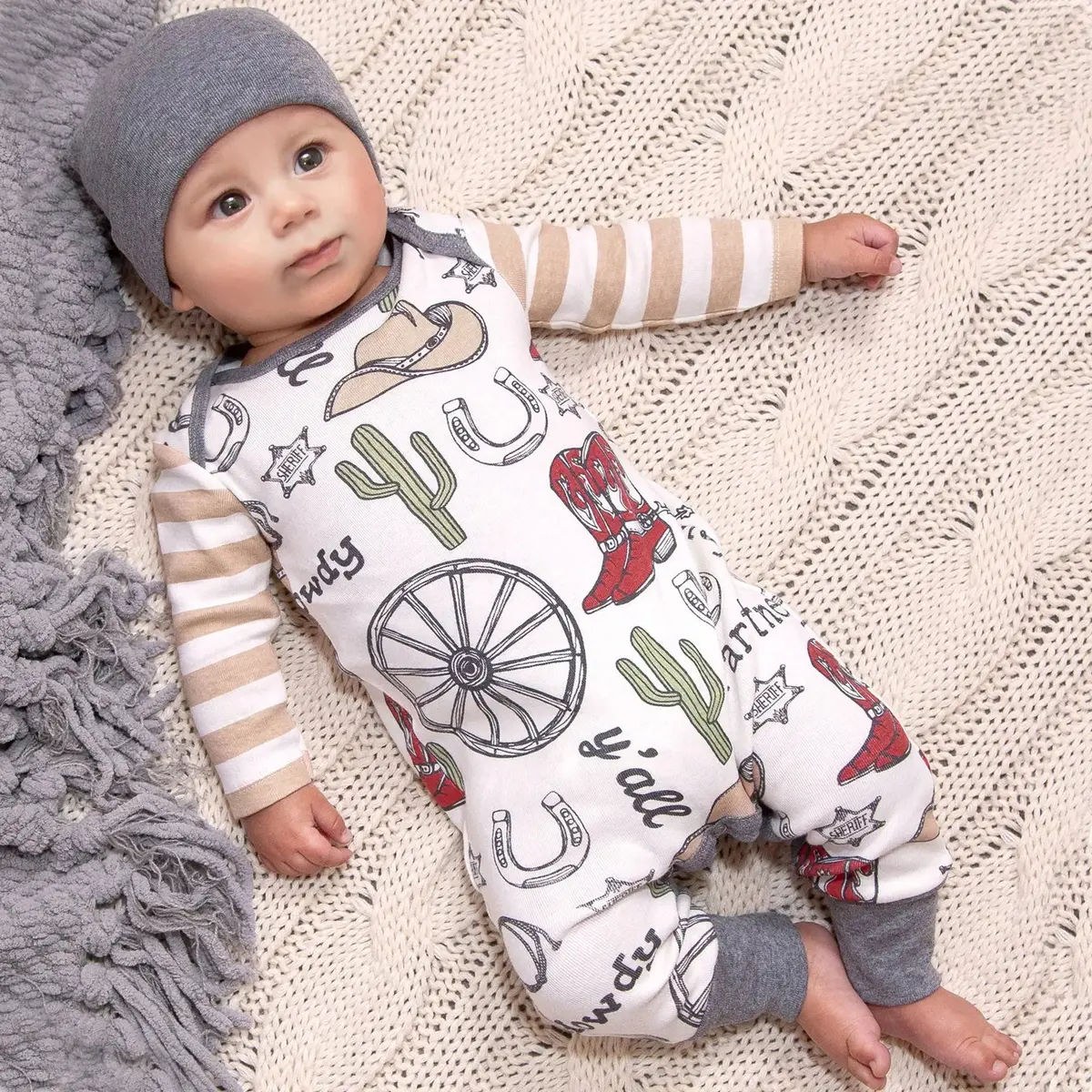 Howdy Partner Baby Boy Romper 1