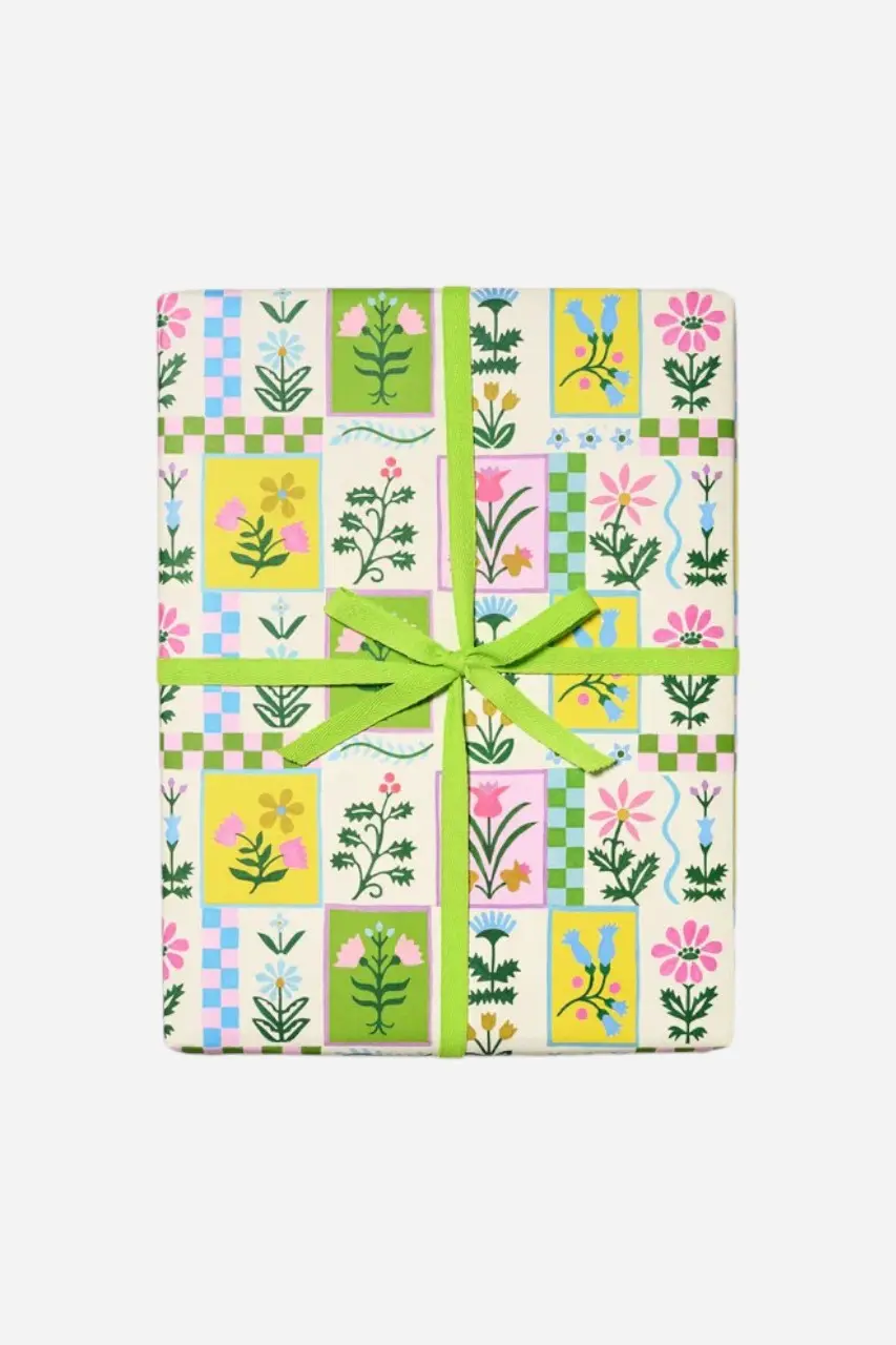 Retro Flowers Wrapping Paper 1