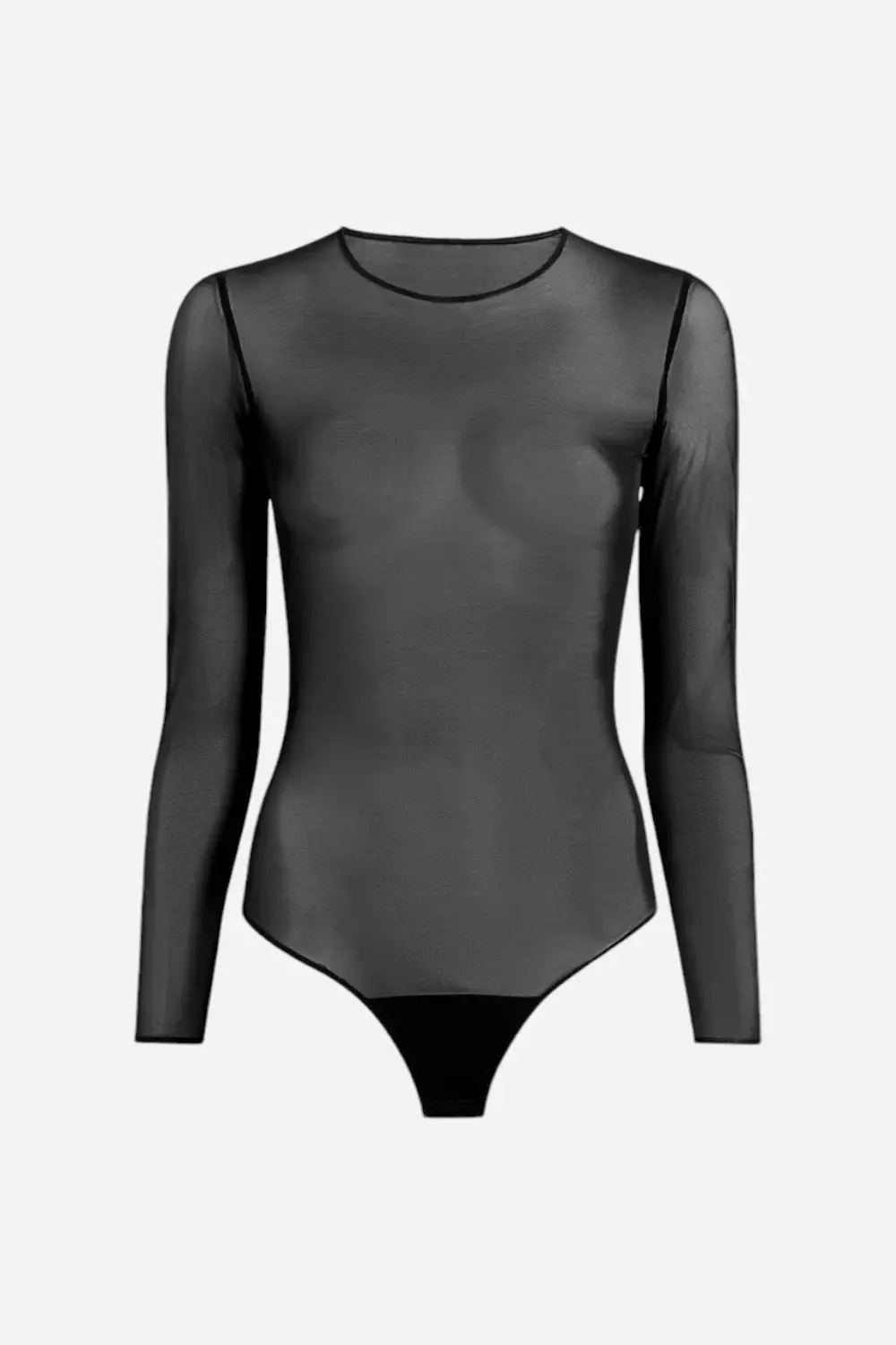 Commando Chic Mesh Long Sleeve Bodysuit In Black 1