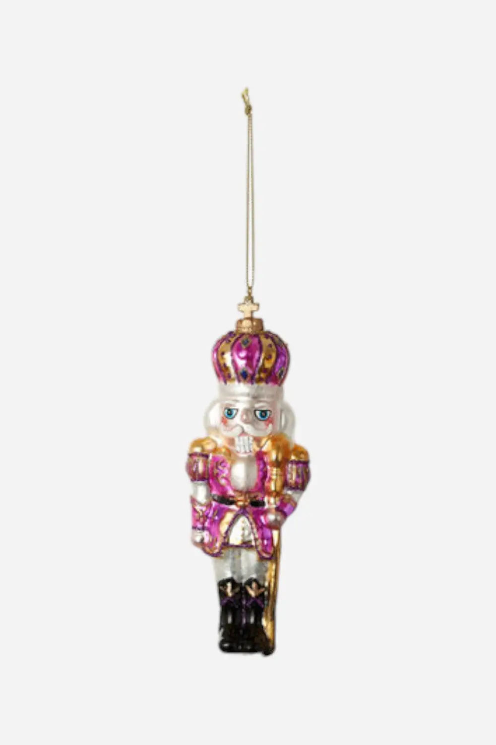 Glass Nutcracker Ornament - Pink 1