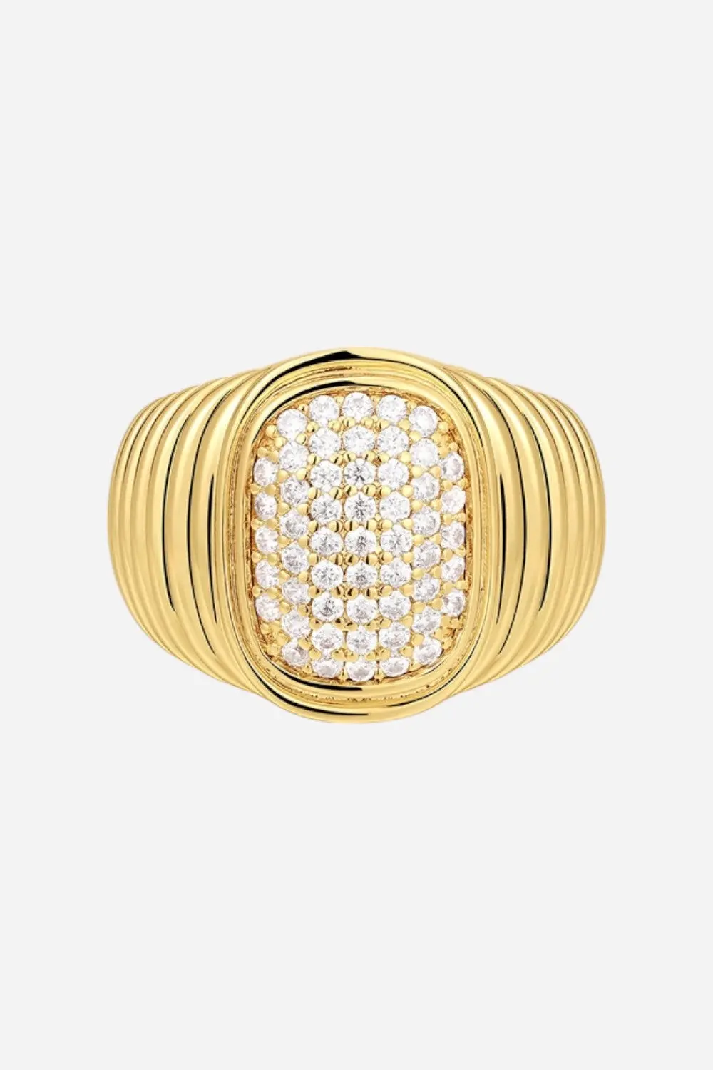 Luv Aj Pave Oval Bezel Ring In Gold 1