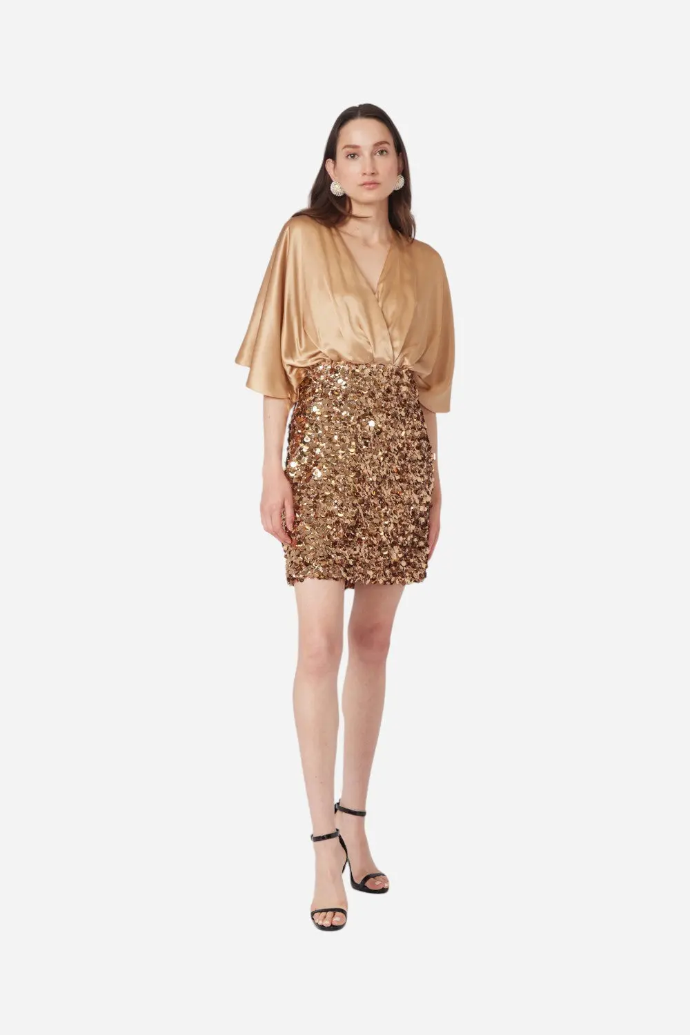 Gilner Farrar Nadine Dress In Gold Paillets 1