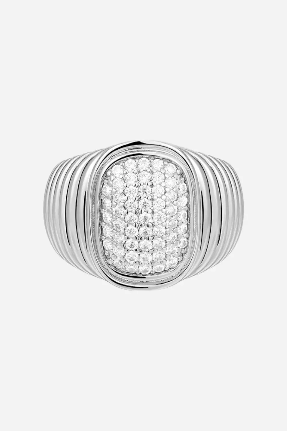 Luv Aj Pave Oval Bezel Ring In Silver 1