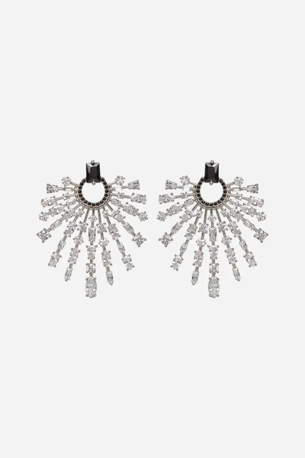 Nickho Rey Holly Earrings In Silver With Clear And Black Stones 1