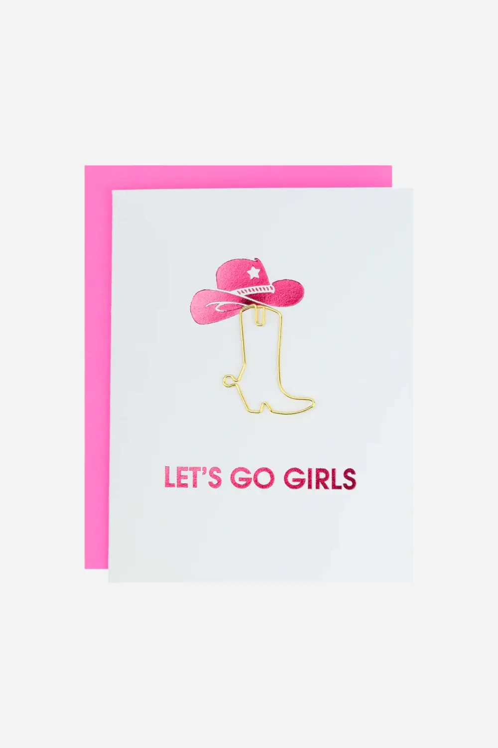 Let's Go Girls - Paper Clip Letterpress Card 1