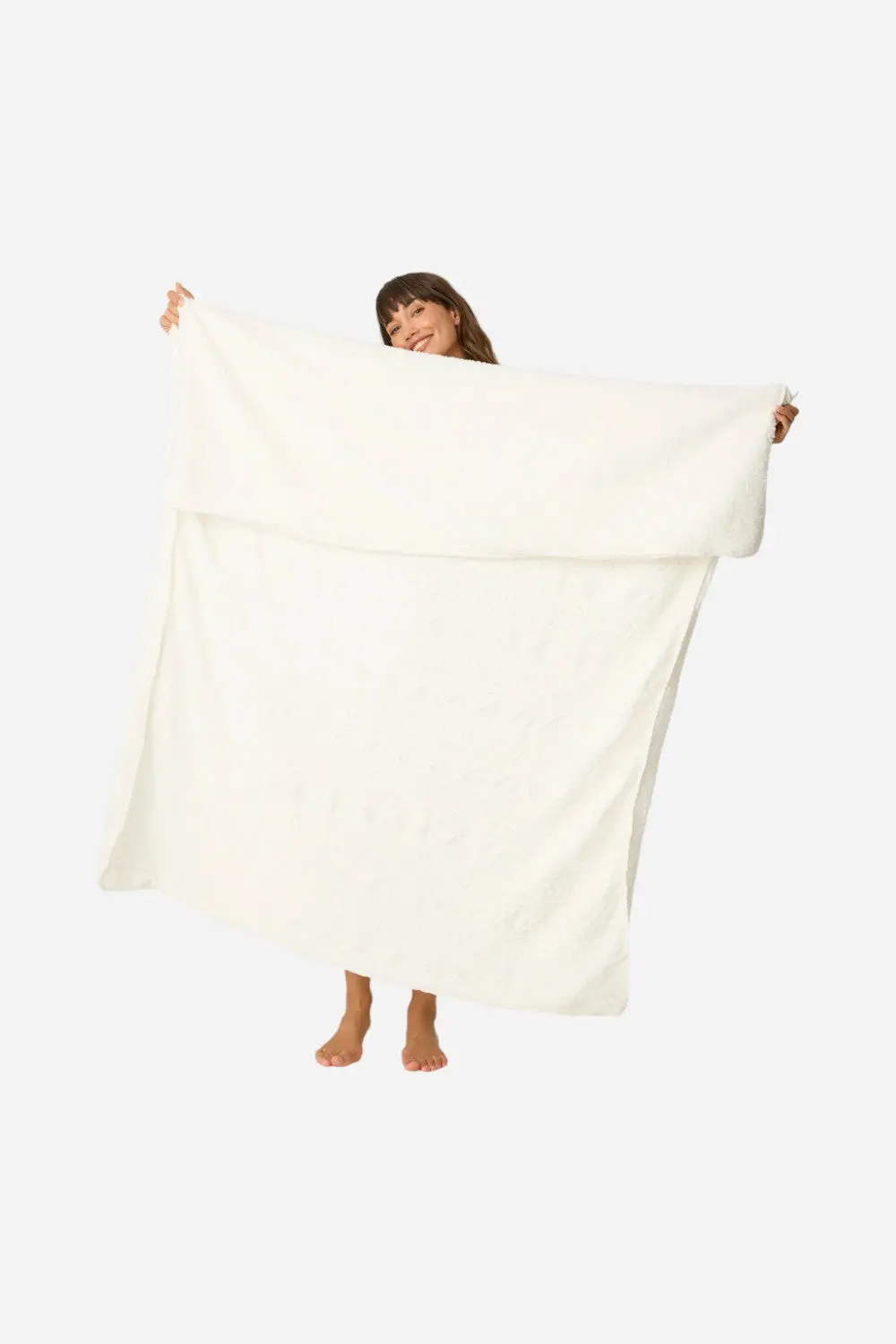 Pj Salvage Cable Crew Lounge Blanket In Ivory 1