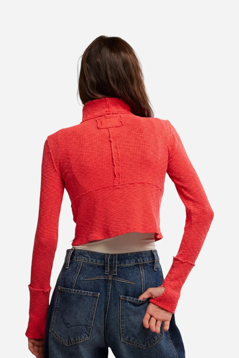 Free People Midnight Half Zip In High Risk Red 3