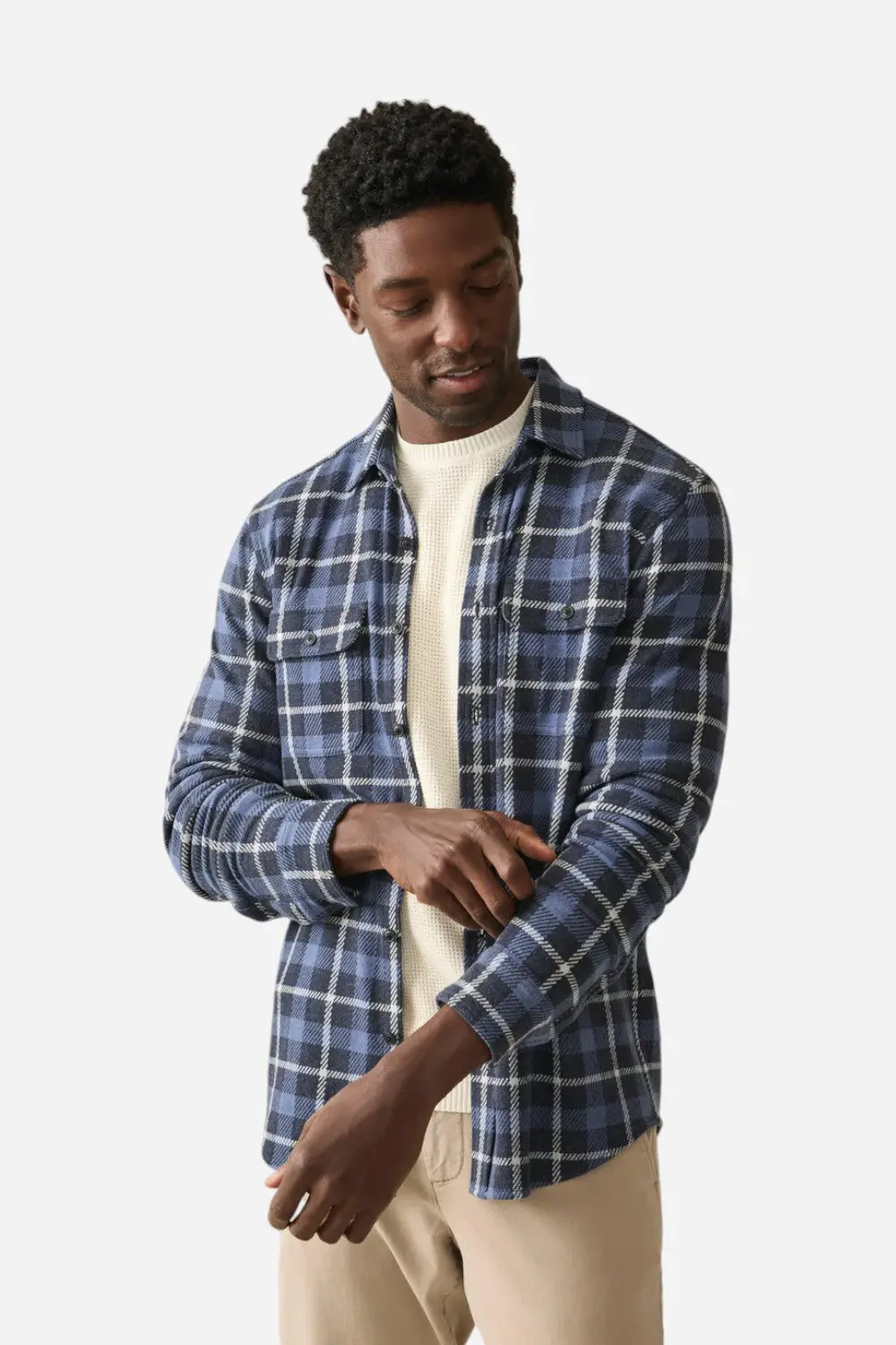 Faherty Legend Sweater Shirt Blue Winds Plaid 1