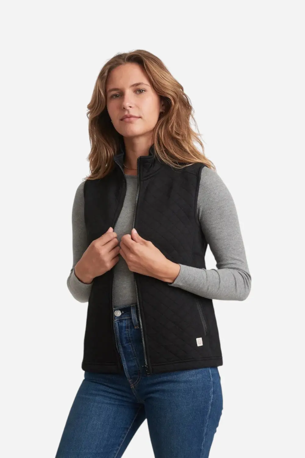 Marine Layer Corbet Full Zip Vest In Black 1
