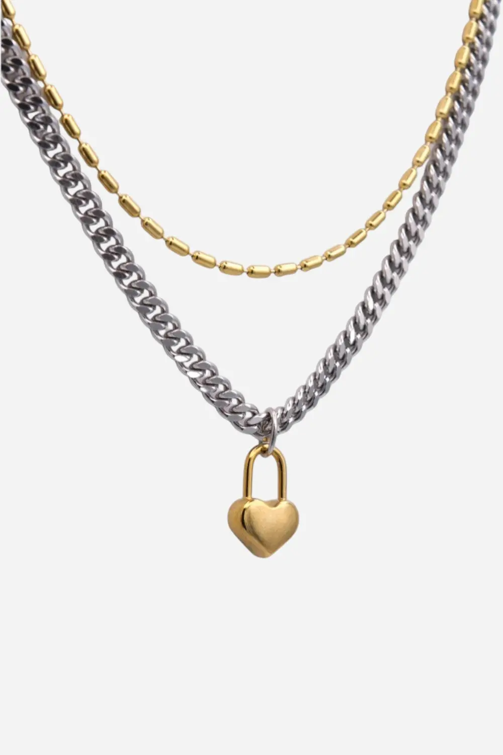 Farrah B Locked In Love Necklace In Mixed Metal 1