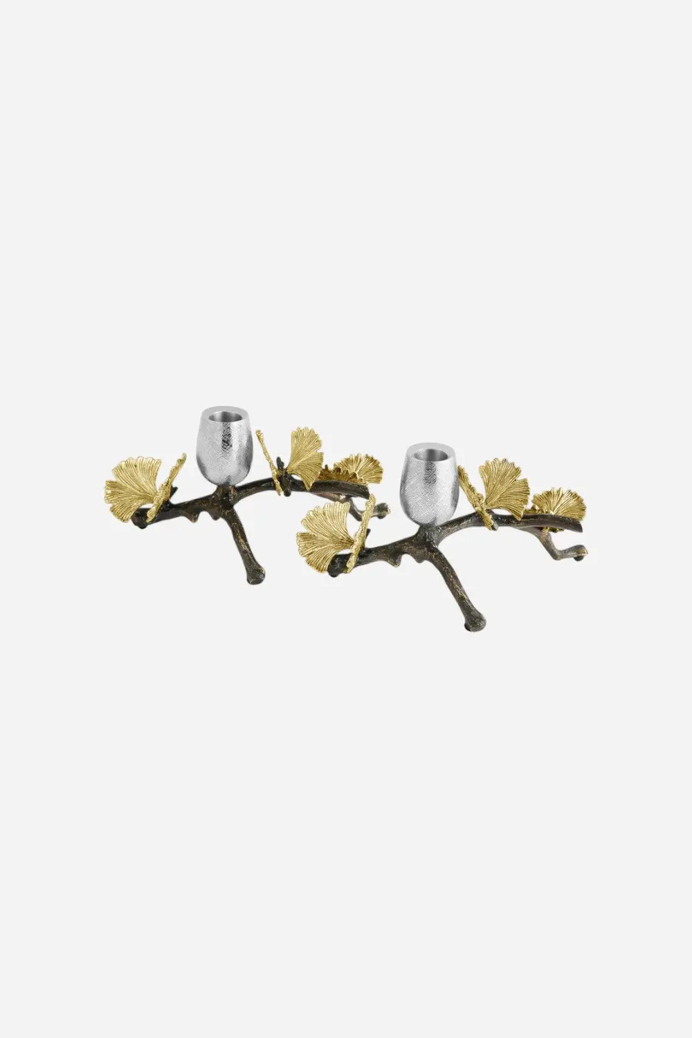 Michael Aram Butterfly Ginkgo Low Candleholders - Set Of 2 1