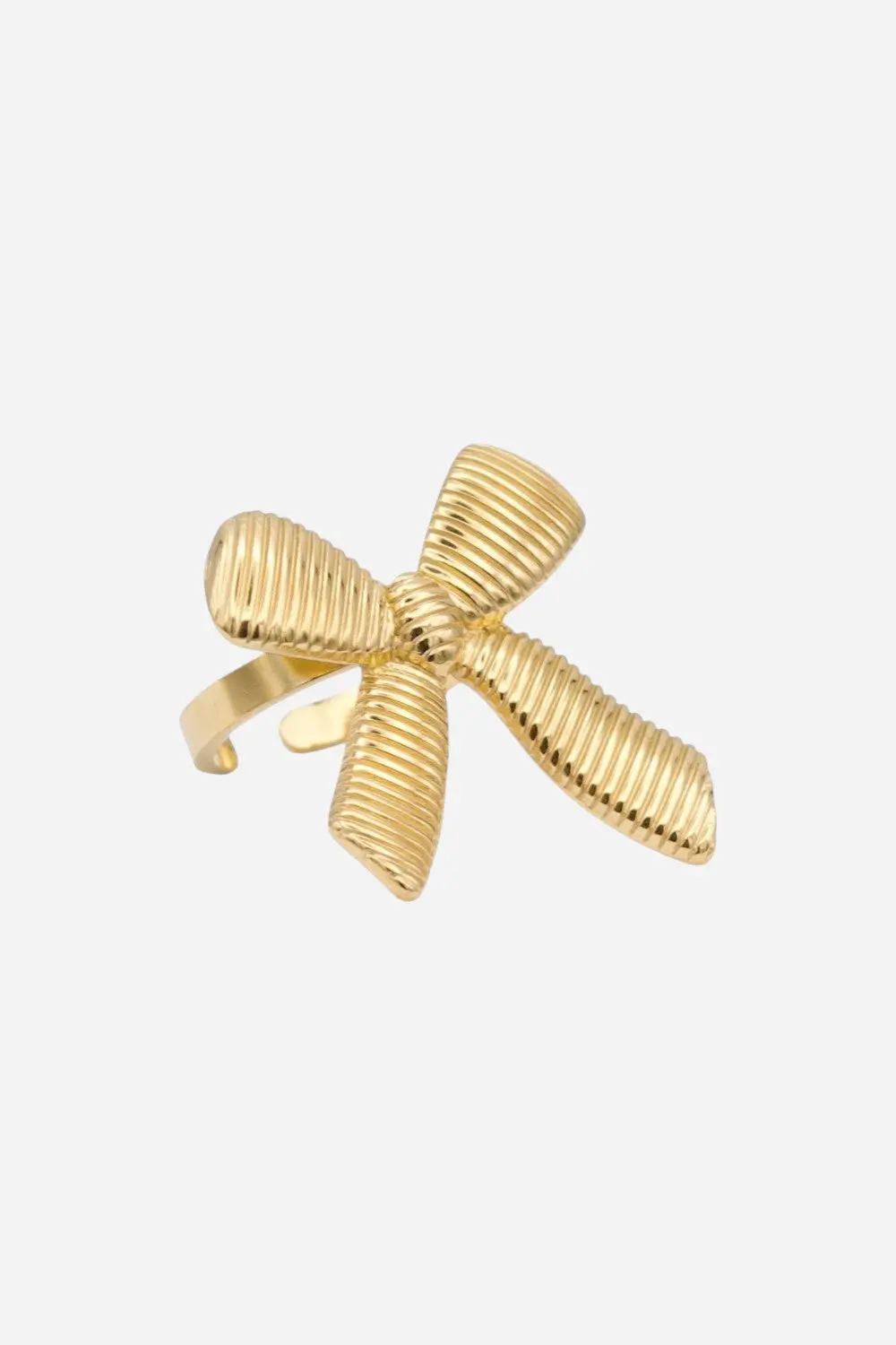 Farrah B Straight Laced Bow Ring In Gold 1