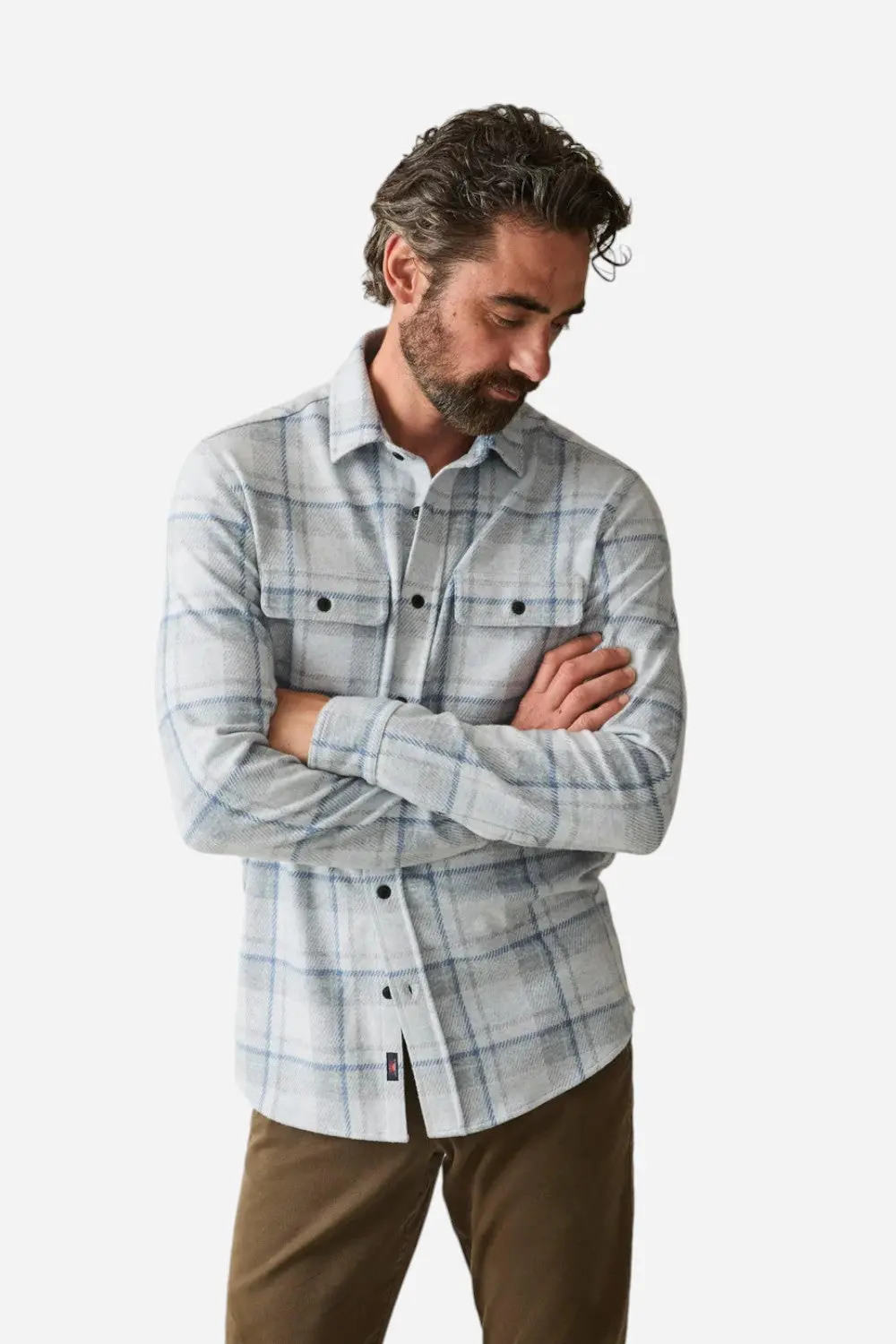 Faherty Legend Sweater Shirt Maine Sky Plaid 1