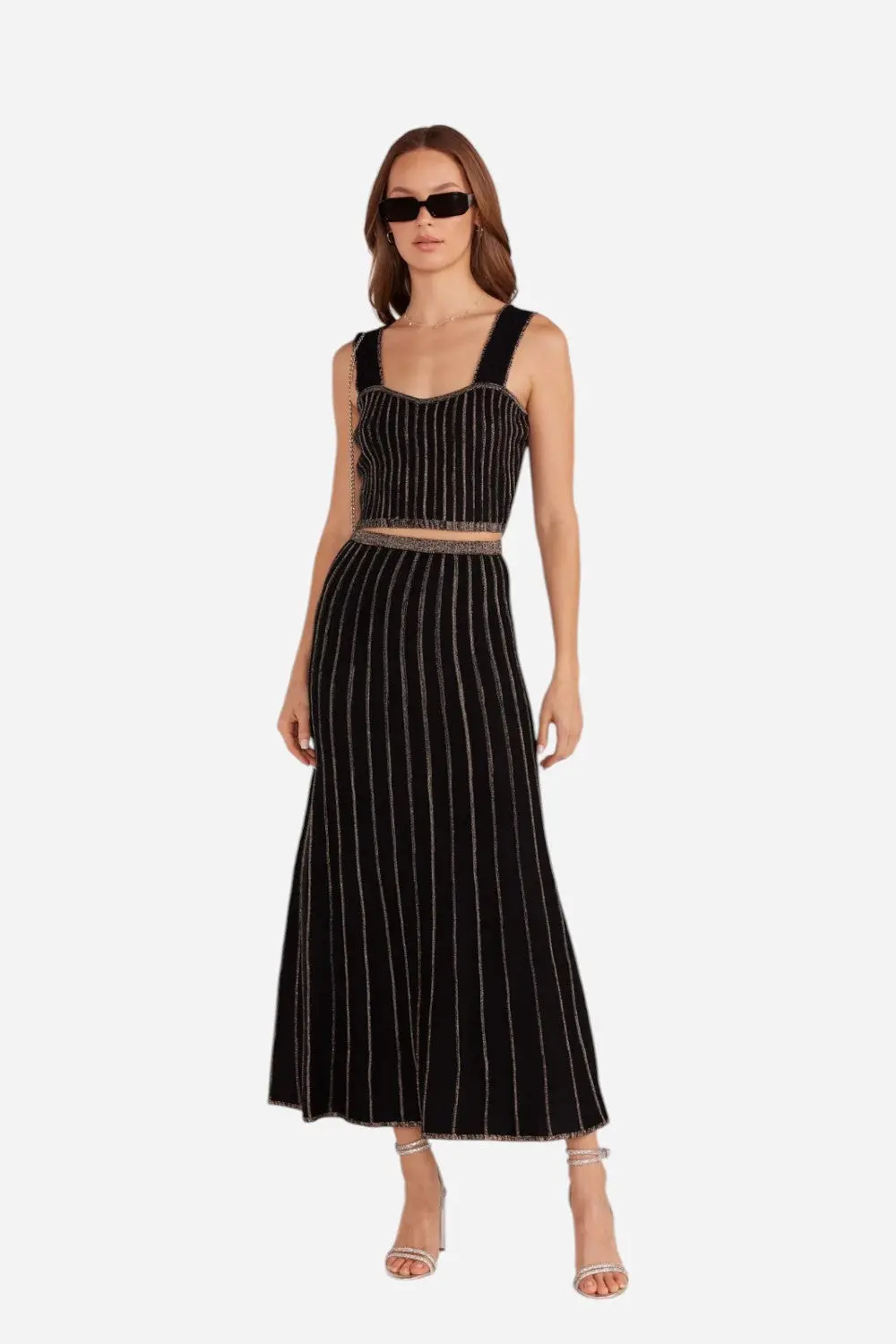 Minkpink Celia Lurex Stripe Midi Skirt 1