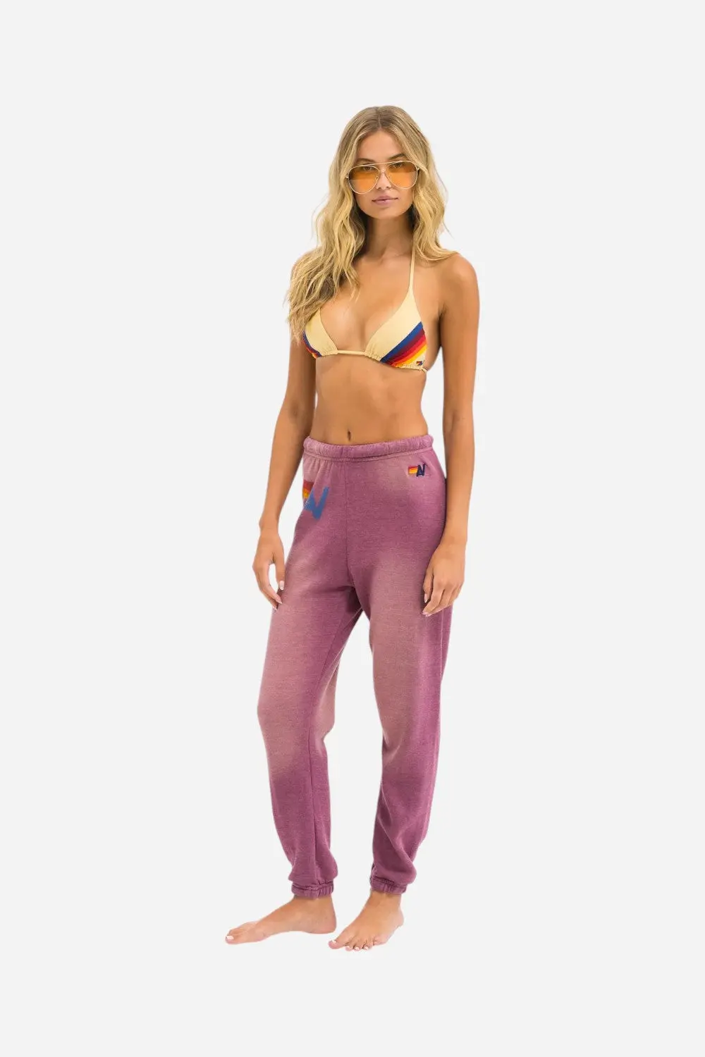 Aviator Nation Vintage Logo Sweatpants In Faded Berry 4