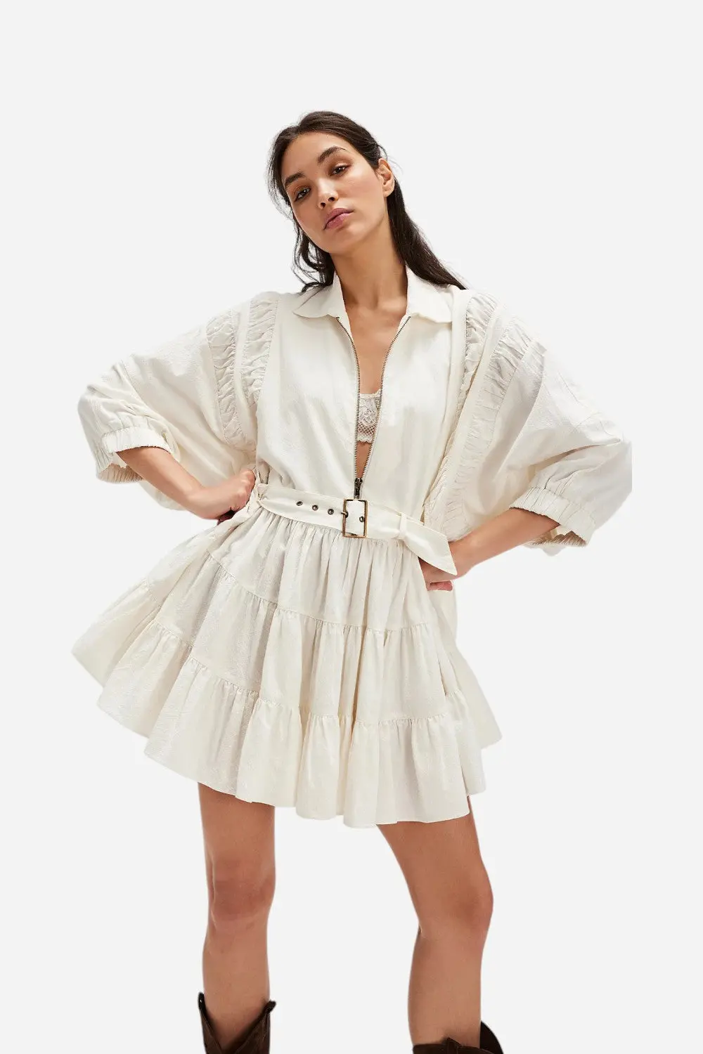 Free People Hampton Mini Dress In Ivory 1