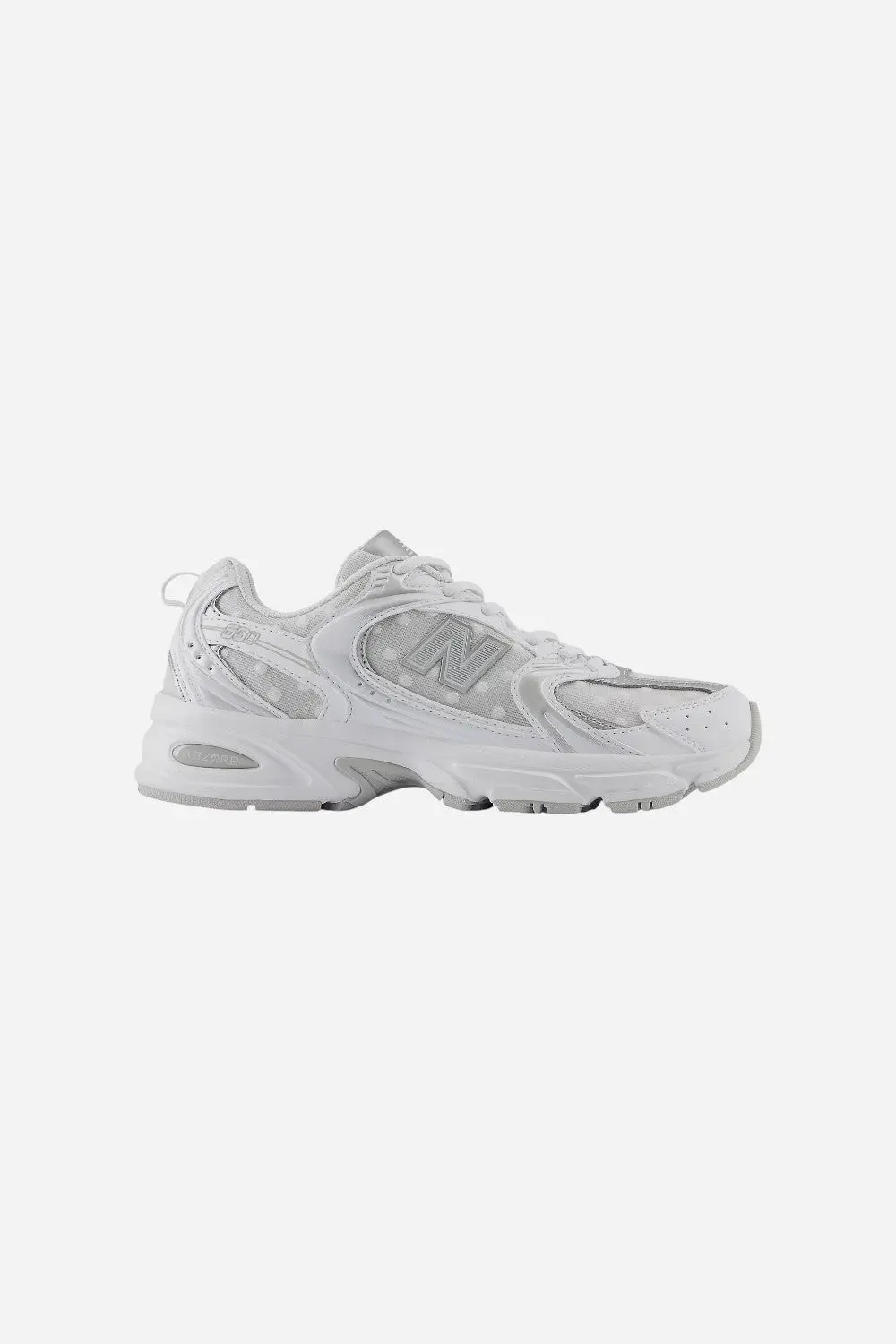Unisex New Balance 530 In White & Silver Metallic 1