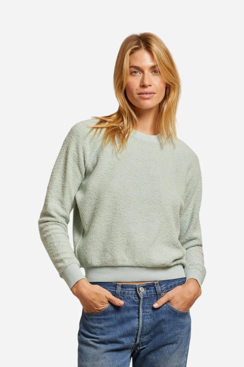 Perfect White Tee Ziggy Reverse Fleece Shrunken Crew In Fresh Mint 1
