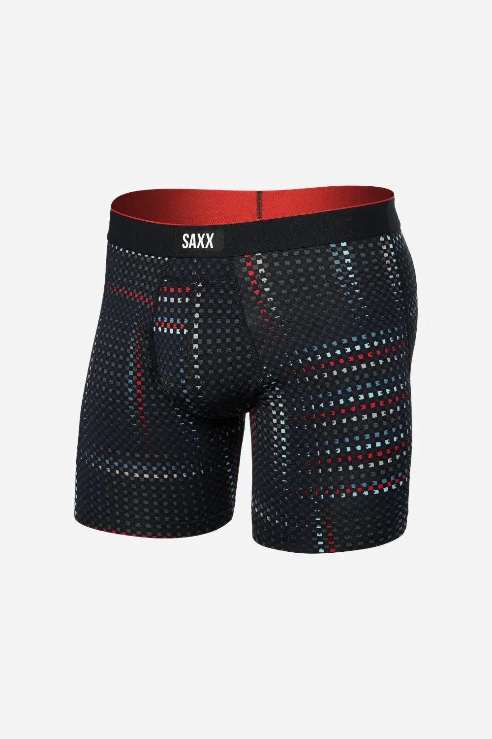 Saxx Multi-Sport Mesh Boxer Brief In Optic Grid Black 1