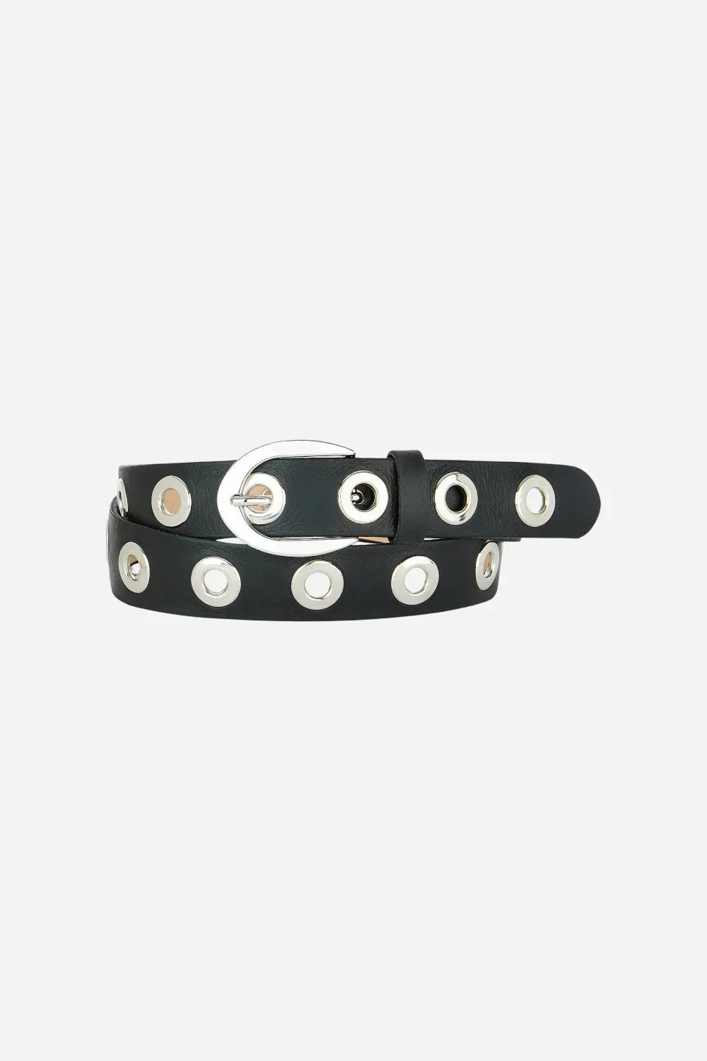 Brave Leather Ltd Leah Napa Belt In Smooth Black - Silver 1