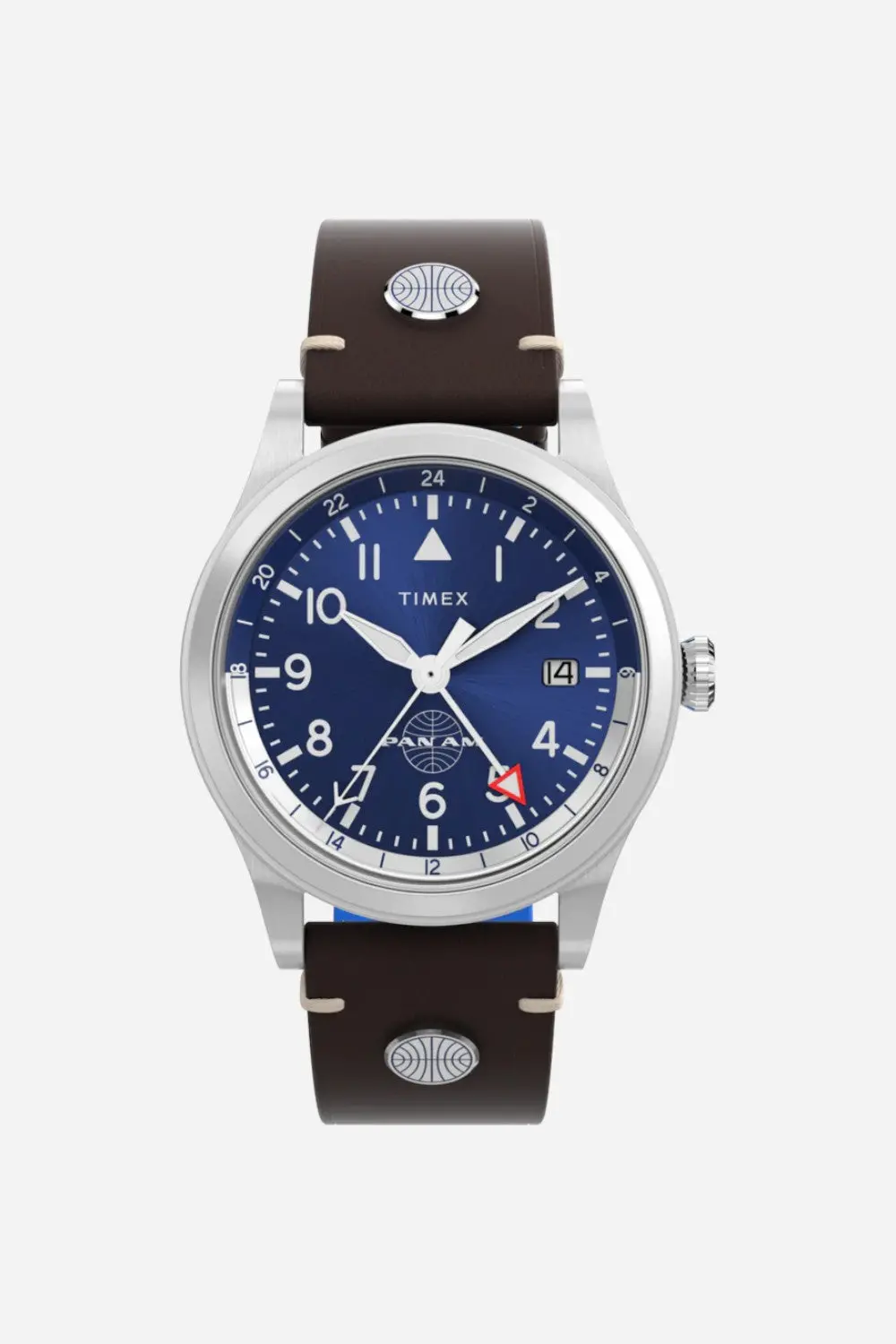 Timex Waterbury Gmt X Pan Am® 39Mm Leather Strap Watch 1