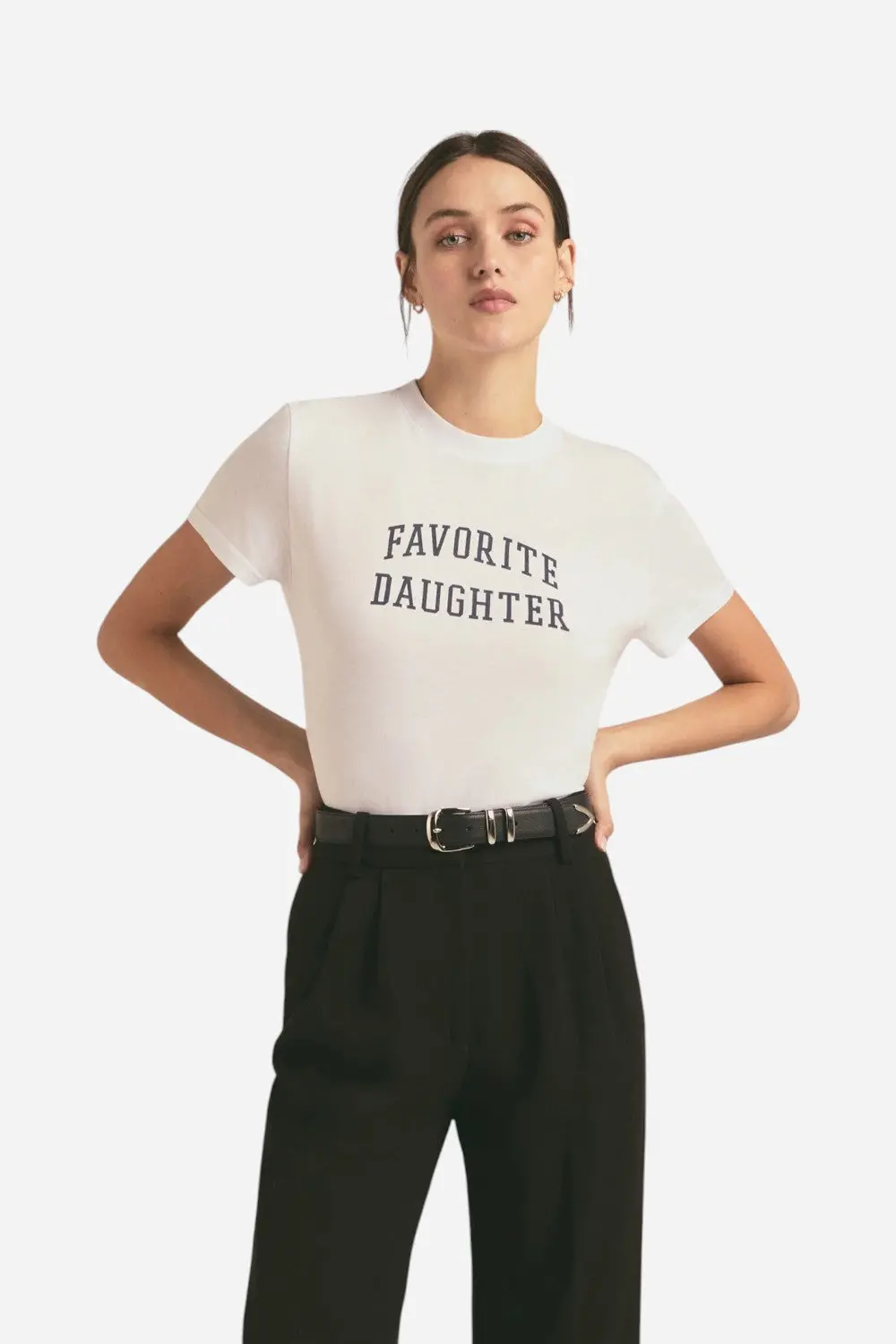Favorite Daughter The Cropped Collegiate In White/Black 1