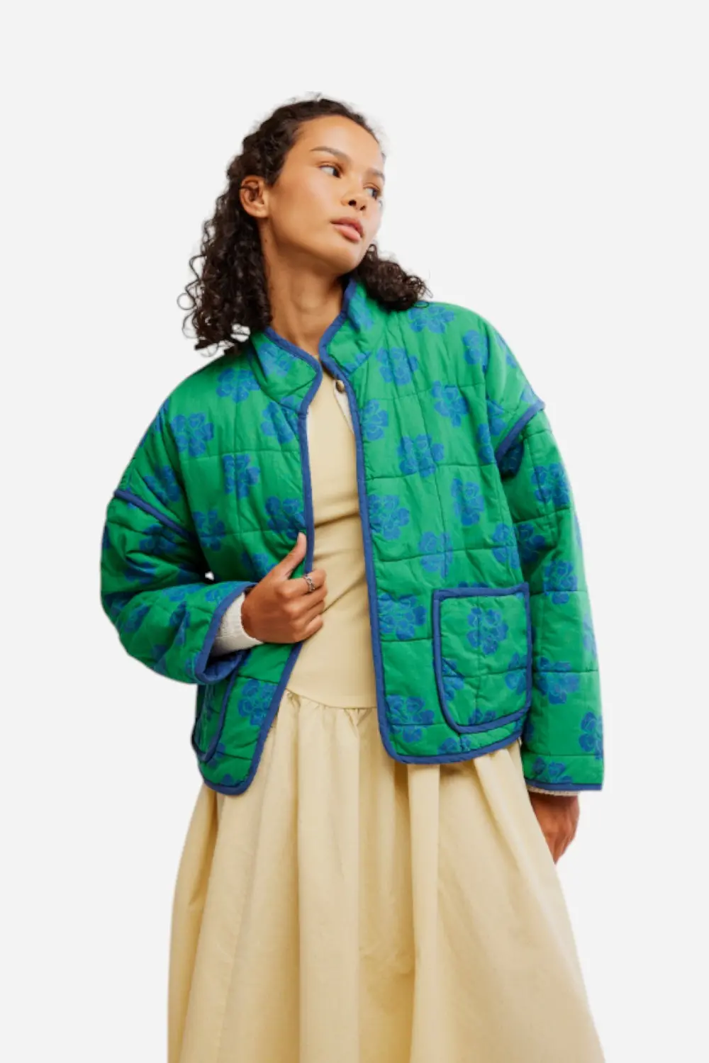 Free People Chloe Jacket In Grass Combo 1