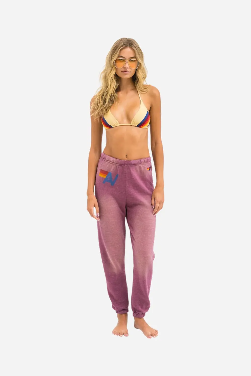 Aviator Nation Vintage Logo Sweatpants In Faded Berry 1