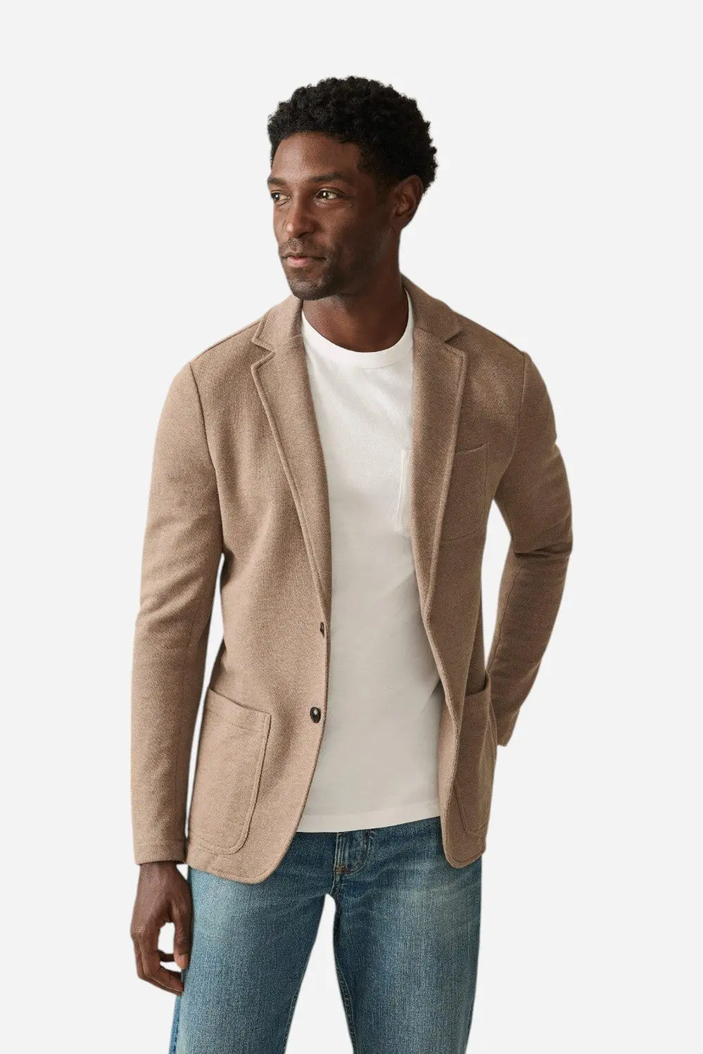 Faherty Inlet Knit Blazer In Walnut Melange 1