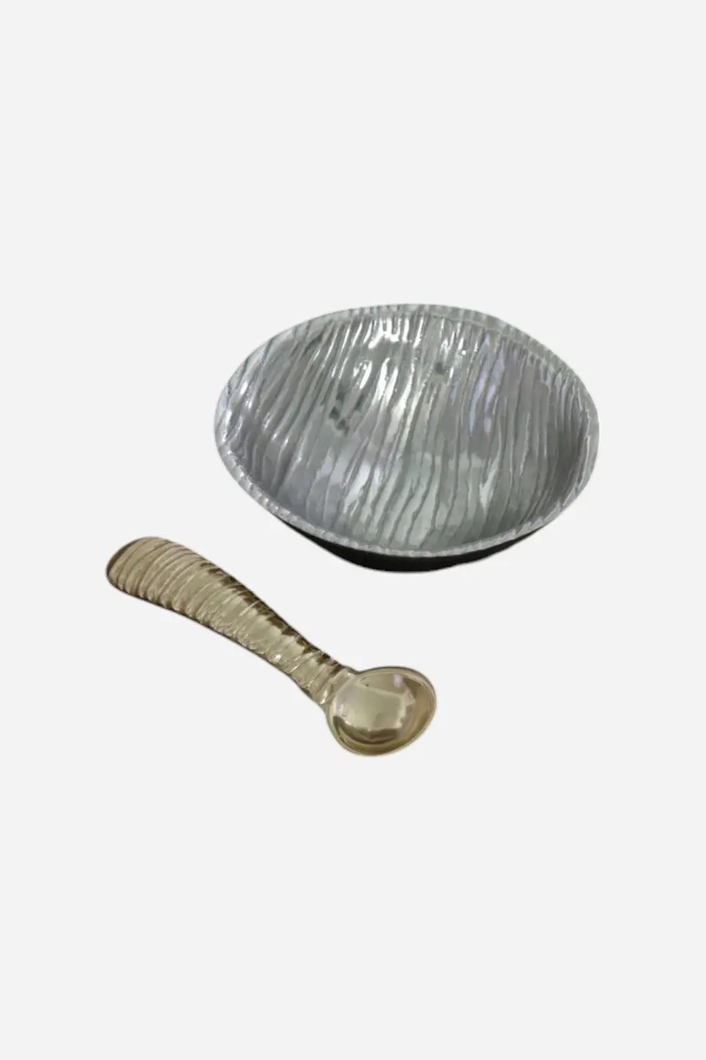 Beatriz Ball Ripples Small Gunmetal Bowl & Gold Spoon 1