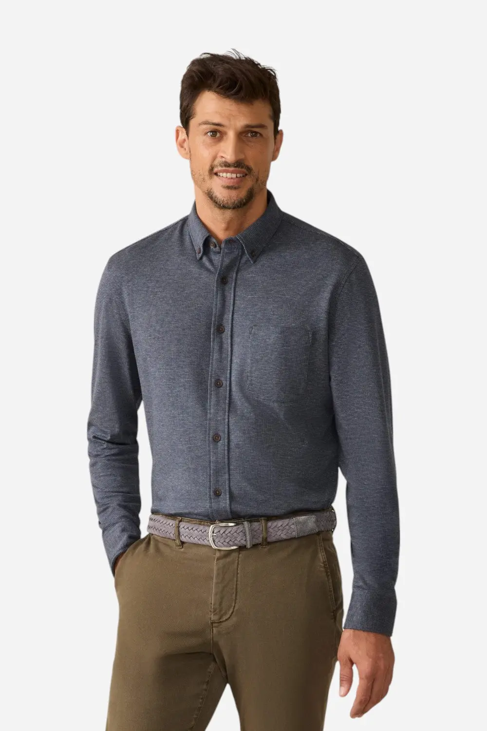 Faherty Coastline Knit Shirt In Twilight Houndstooth 1