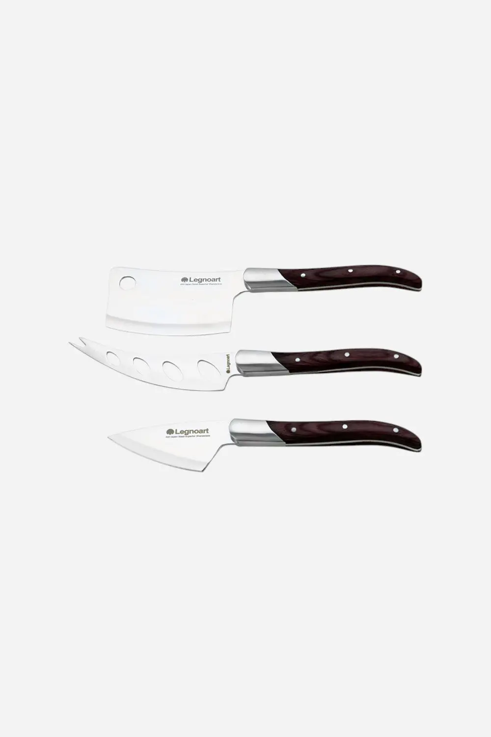 Reggio Cheese Knife Set With Dark Wood Handles 1
