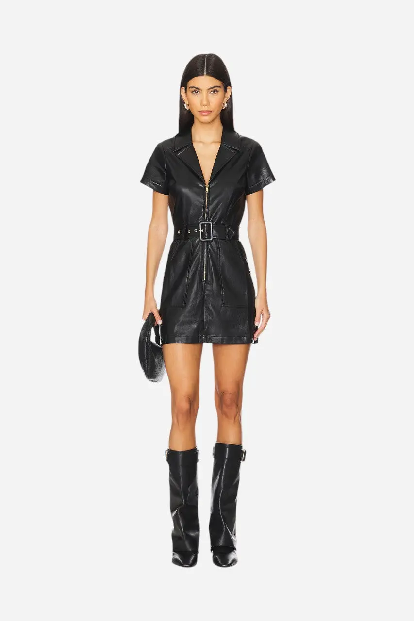 Show Me Your Mumu Outlaw Dress Black Faux Leather 1