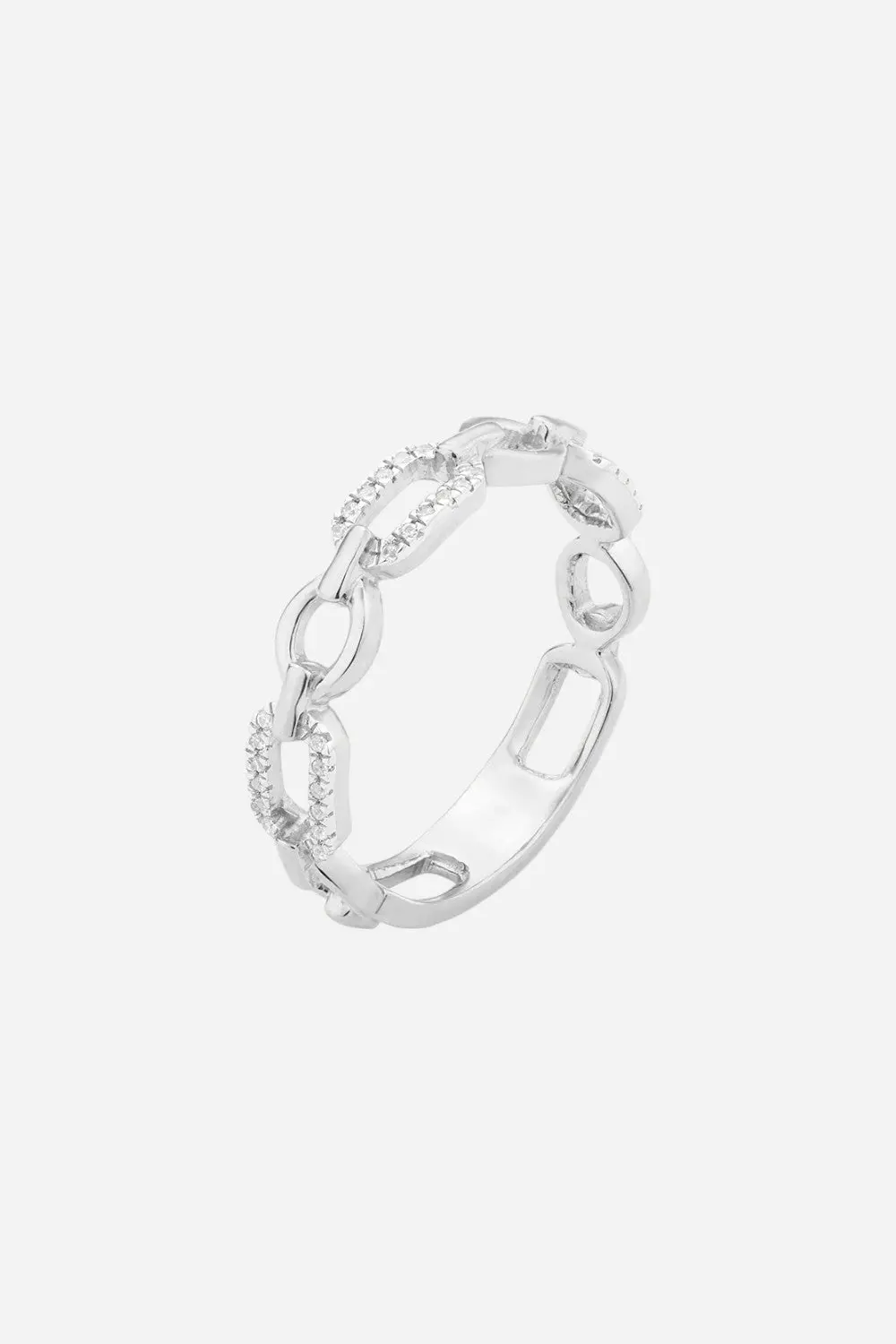 Ella Stein Linked Forever To You Stackable Ring In Silver - Size 7 1