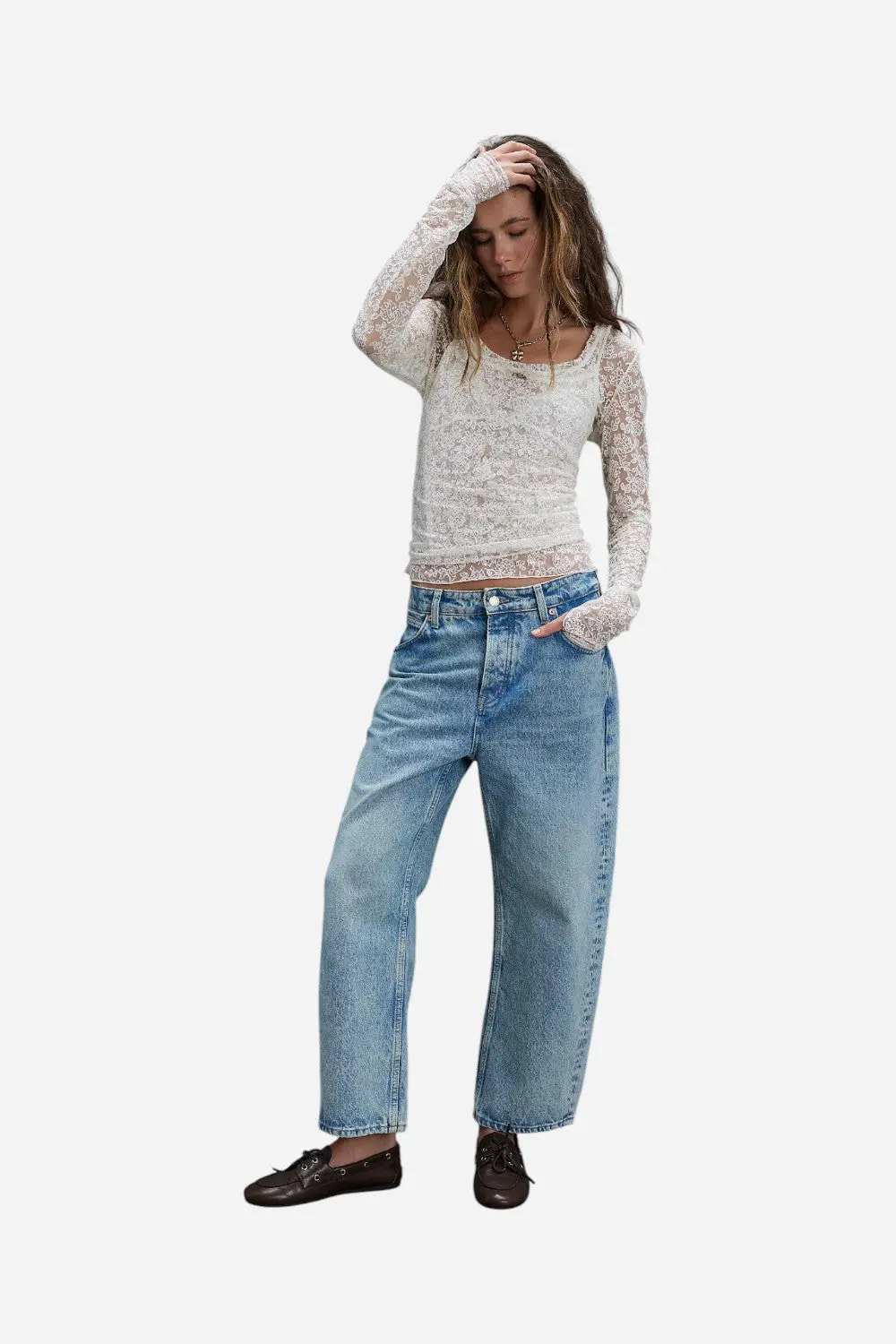 Free People Deep Trance Dropped Boyfriend Jeans In Sweet Dreams 1