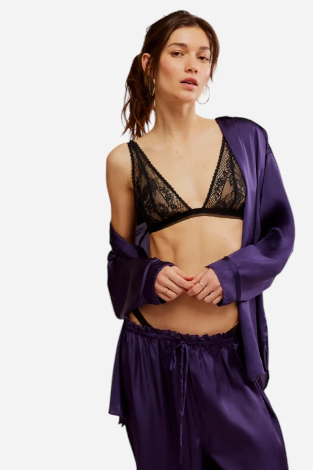 Free People Care Fp Reya Lace Bralette In Black 1