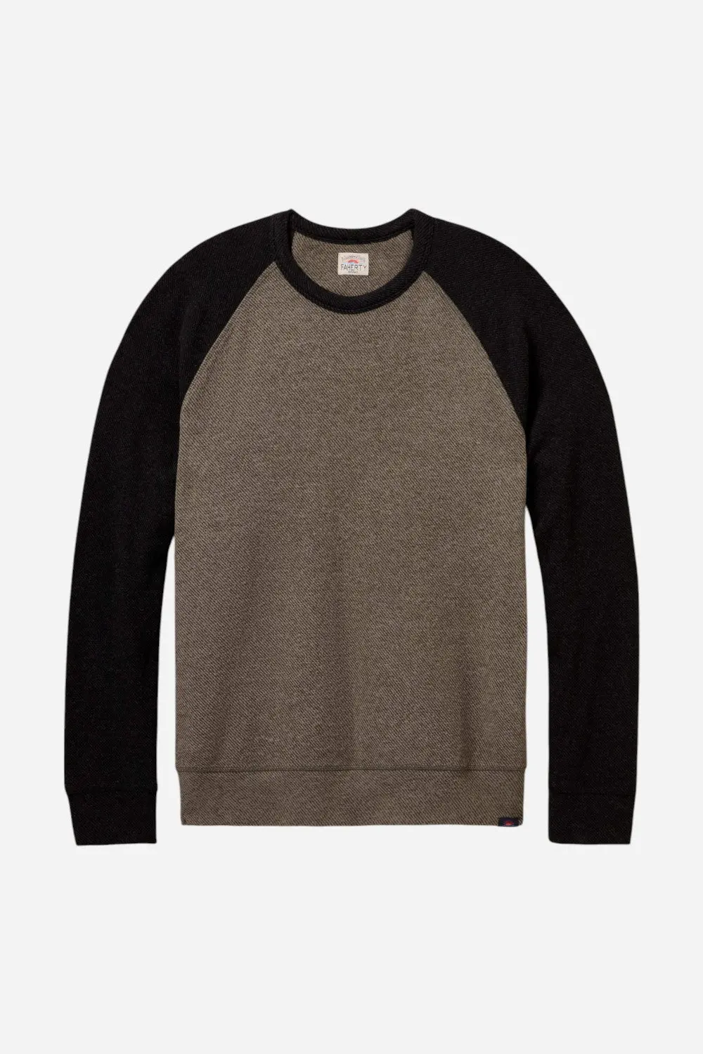 Faherty Legend Baseball Sweater Crew In Mossy Charcoal 4